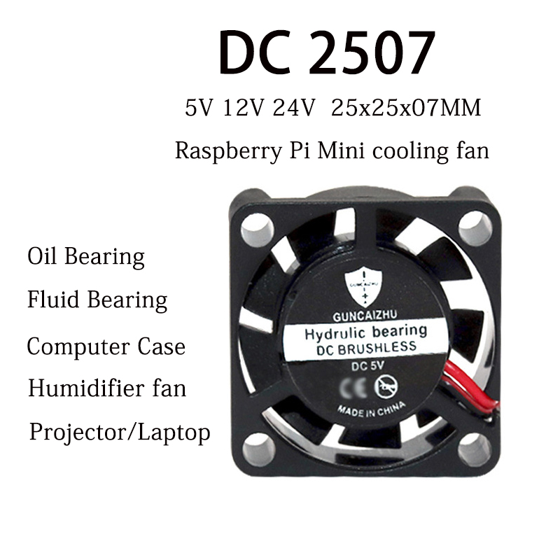 Raspberry Pi Water Cooling Kit - NOWY 2507 Wentylator 25x25x7MM Łożysko olejowe